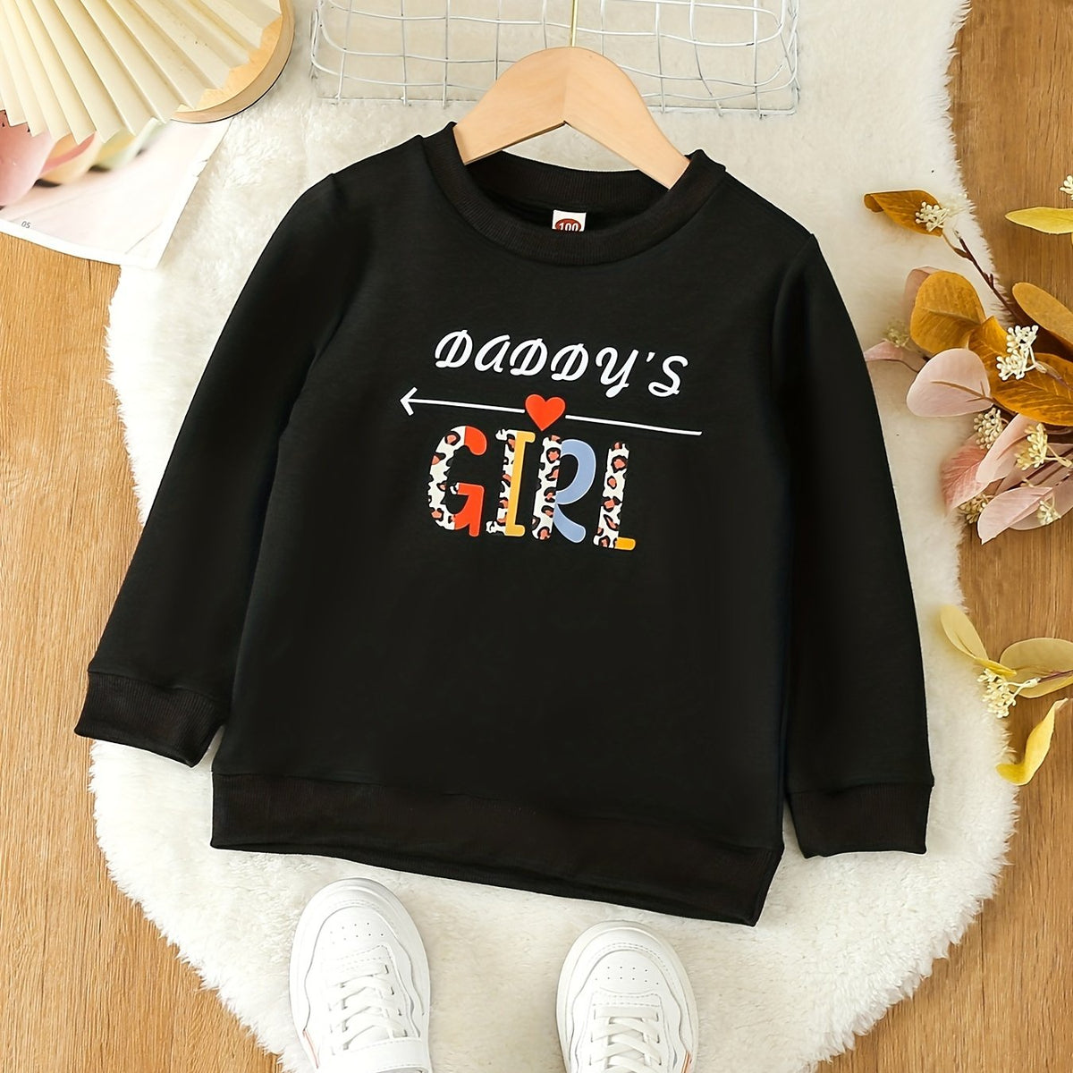 Daddy's Girl Print Crew Neck Sweatshirt Top For Girls