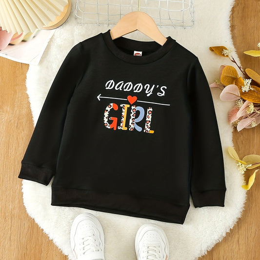 Daddy's Girl Print Crew Neck Sweatshirt Top For Girls