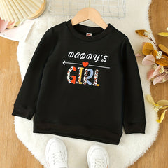 Daddy's Girl Print Crew Neck Sweatshirt Top For Girls