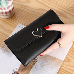 Minimalist Trifold Long Wallet Metal Love Buckle Clutch