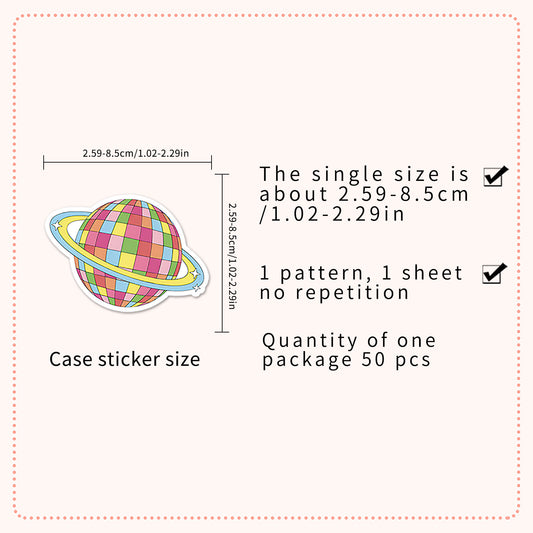 50pcs Disco Party Cartoon Graffiti Stickers Love & Peace Theme for Water Bottles