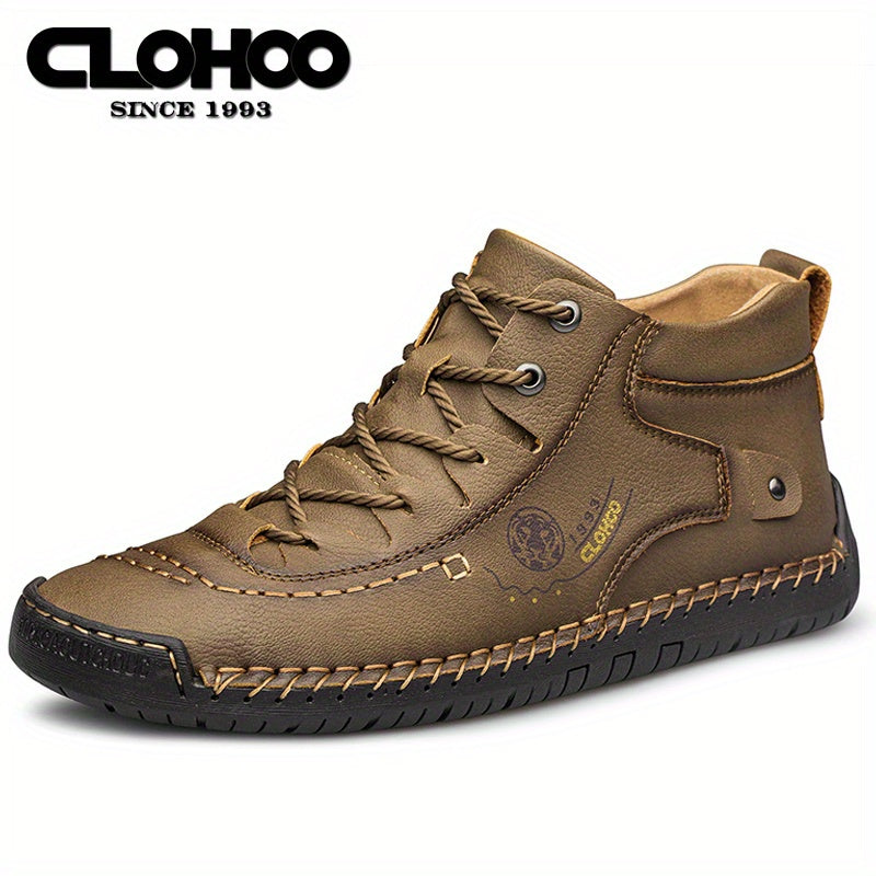 Men's High Top Stitched Boots Casual Walking Shoes