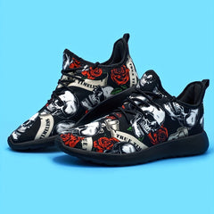 Men's Skull Print Lightweight Running Shoes Soft Sole Non slip Sneakers