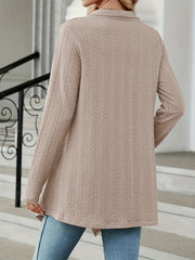  Solid Cable Long Sleeve Open Front Cardigan