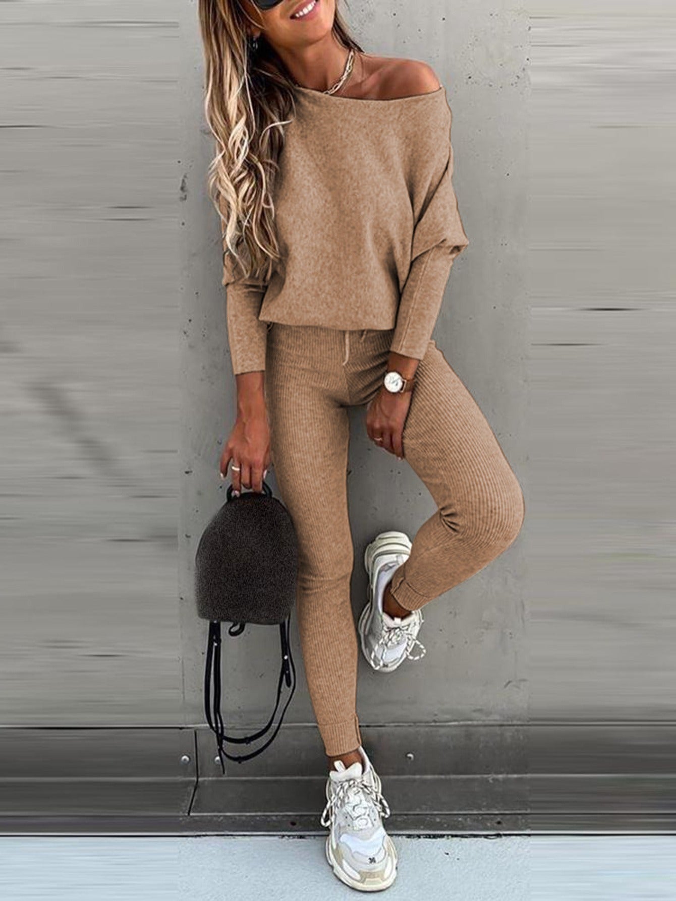 Solid Sports Two piece Set Long Sleeve Hoodies & Striped Pants