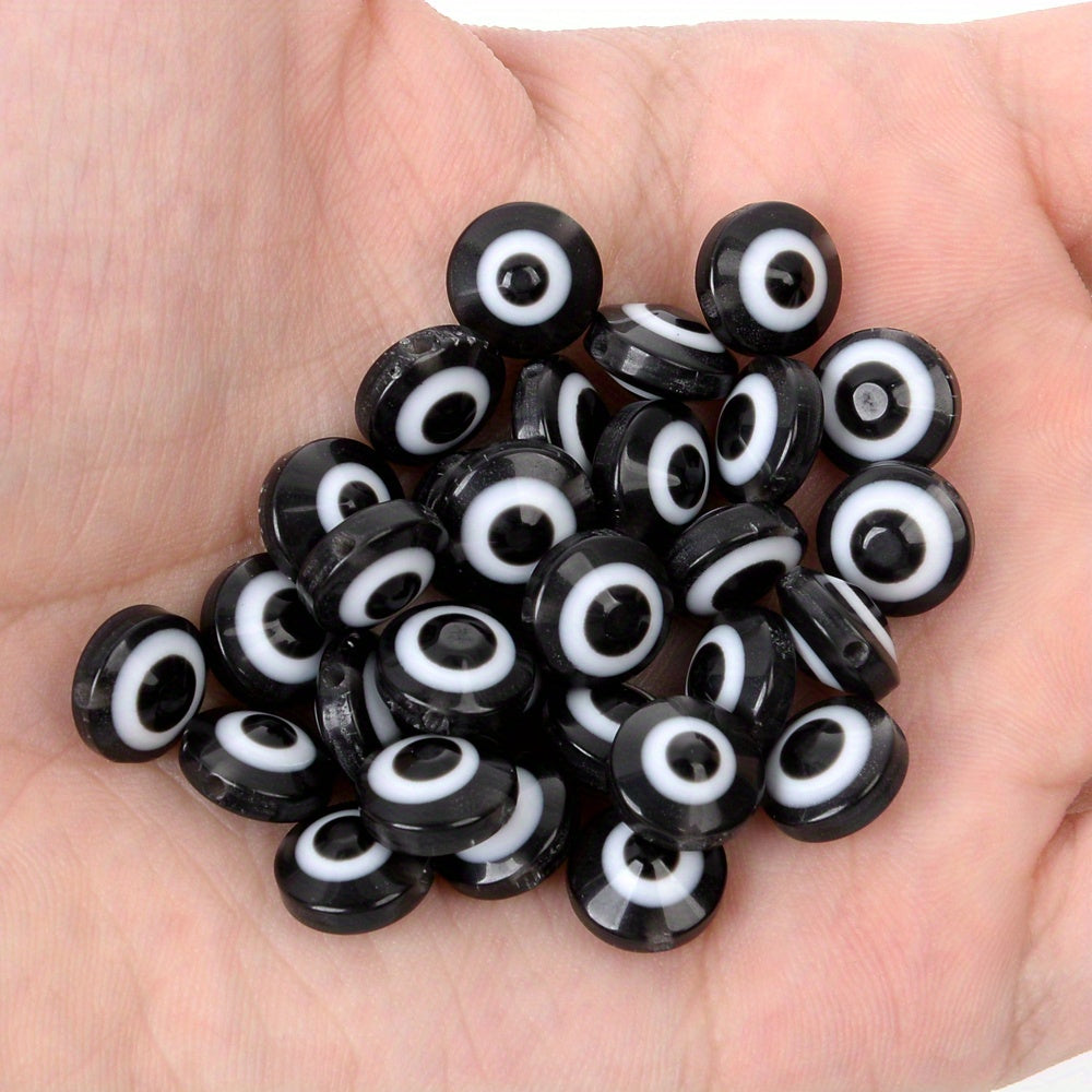 50-100pcs Evil Eye Beads Oval Spacer Resin DIY Charms for Jewelry Making