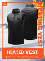 Men's 15 Areas Heated Vest Active Mid Stretch Zip Up Sleeveless Jacket