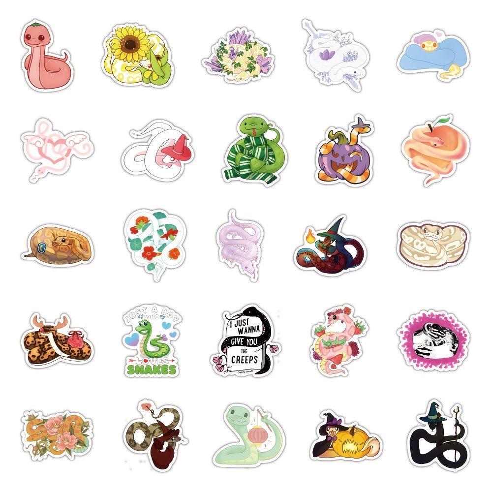 100 Pcs Snake Stickers Waterproof Vinyl Reptile Decals