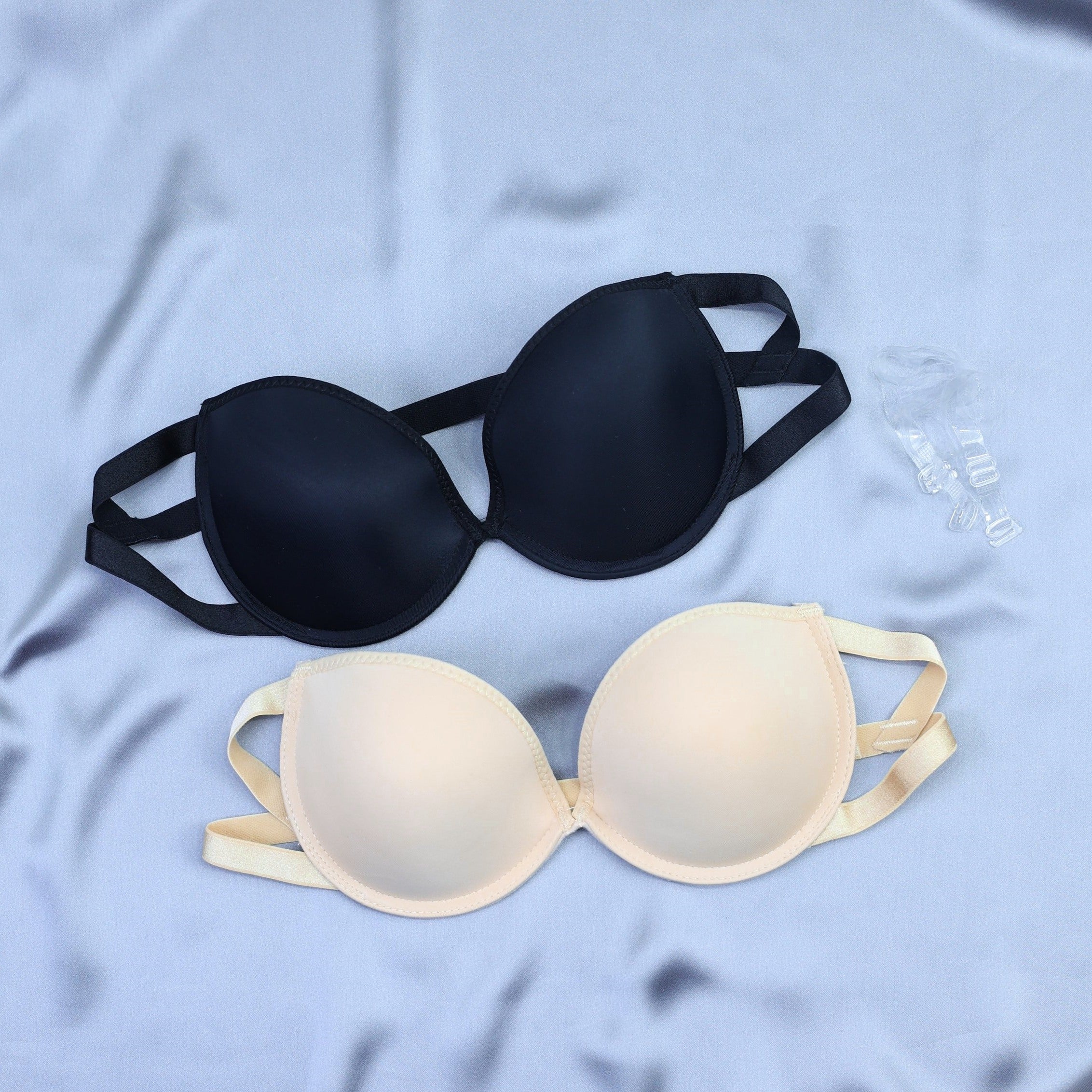 2pcs Strapless Bandeau Bras Soft Push Up Stretch Bra Women's Lingerie