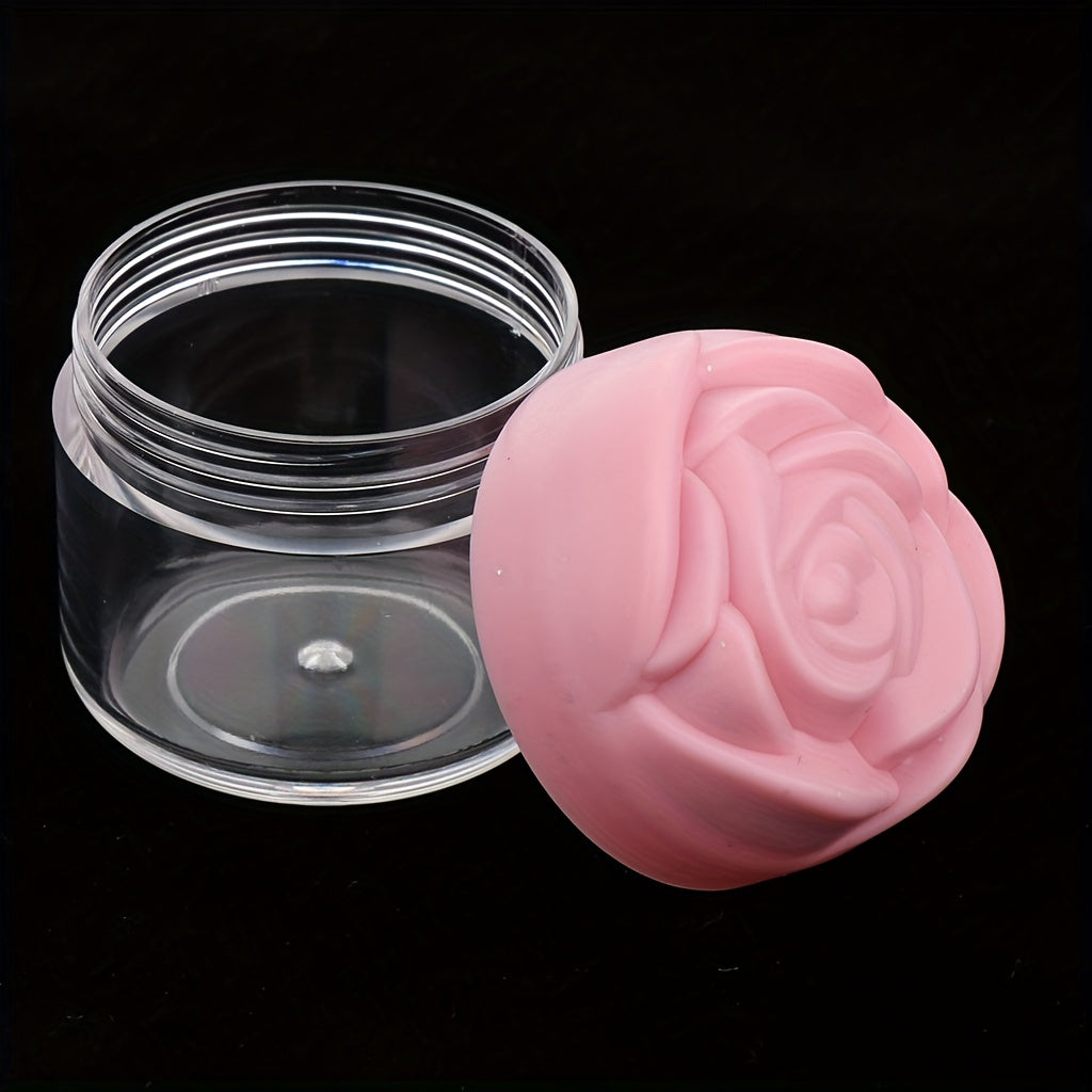 5pcs 20g Plastic Cosmetic Cream Containers With Rose Caps Makeup Sample