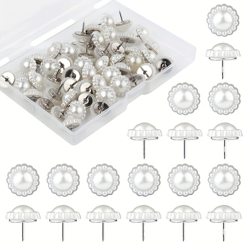 30pcs Pearl Pattern Sun Flower Thumb Nails for Decorative Furniture and Wall
