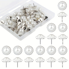 30pcs Pearl Pattern Sun Flower Thumb Nails for Decorative Furniture and Wall