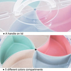 Fruit Snack Vegetable Tray Compartment Plate With Lid