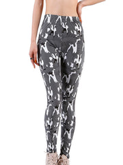 Women Camo Print Asymmetrical Leggings, Workout Skinny Leggings