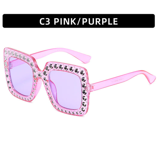 Vintage Oversized Rhinestone Square Sunglasses Women Sun Protection