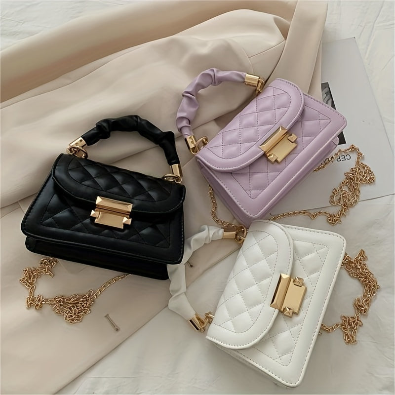 Quilted Detail Shoulder Bag Solid Satchel Handbag For Work