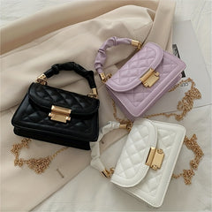 Quilted Detail Shoulder Bag Solid Satchel Handbag For Work