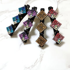 Crystal Stone Braided Hair Clips Satin Fabric Hair Bands