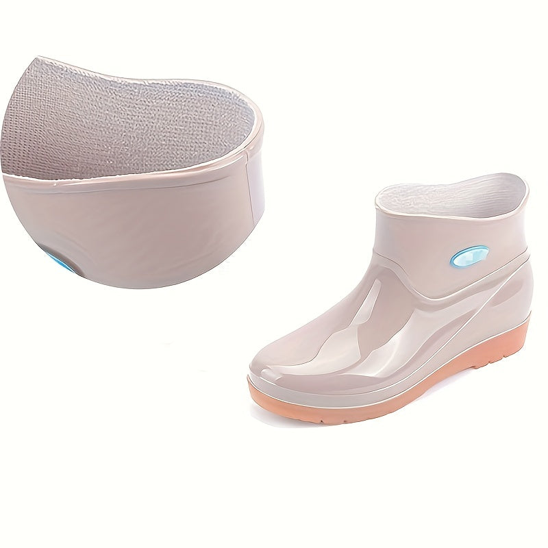 Women's Low Cut Rain Boots Anti Skid Ankle Booties Waterproof Rubber Shoes