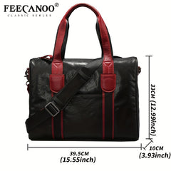 Men's Leather Briefcase Shoulder Bag for Travel Business