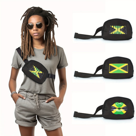 Jamaica Flag Mini Fanny Pack Adjustable Strap Waist Bag