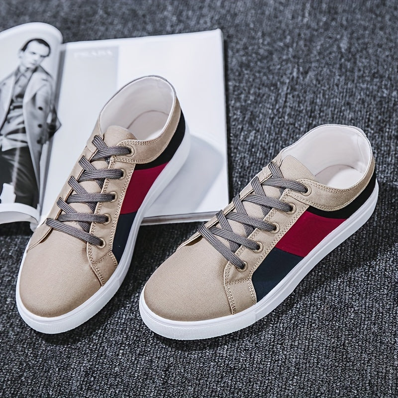 Men's Colorblock Canvas Lace-up Skate Shoes Walking Sneakers