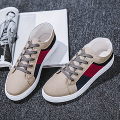 Men's Colorblock Canvas Lace-up Skate Shoes Walking Sneakers