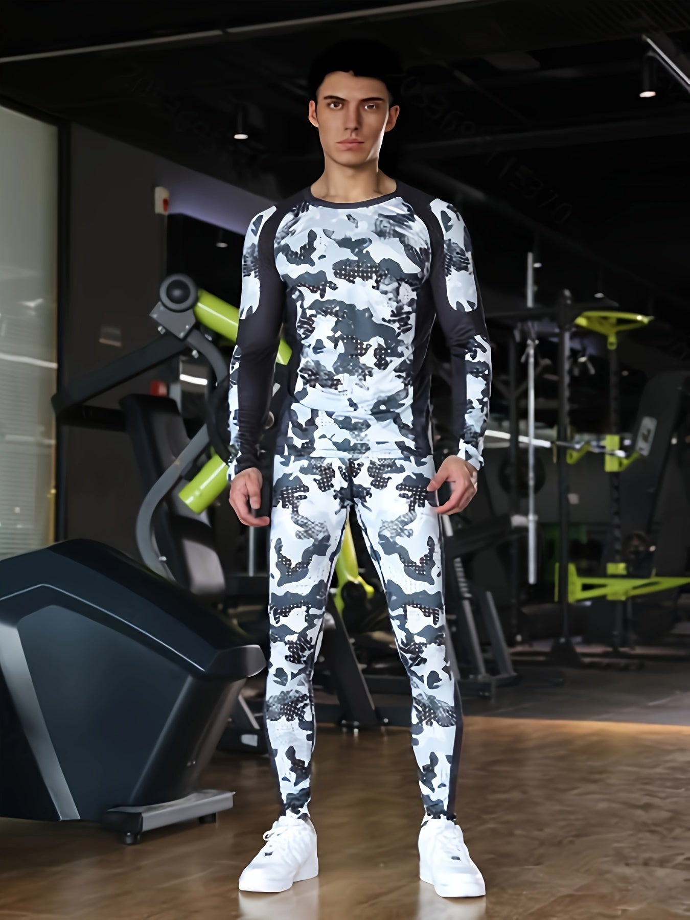 Men's Camo Athletic Tracksuit Long Sleeve Jersey & Leggings