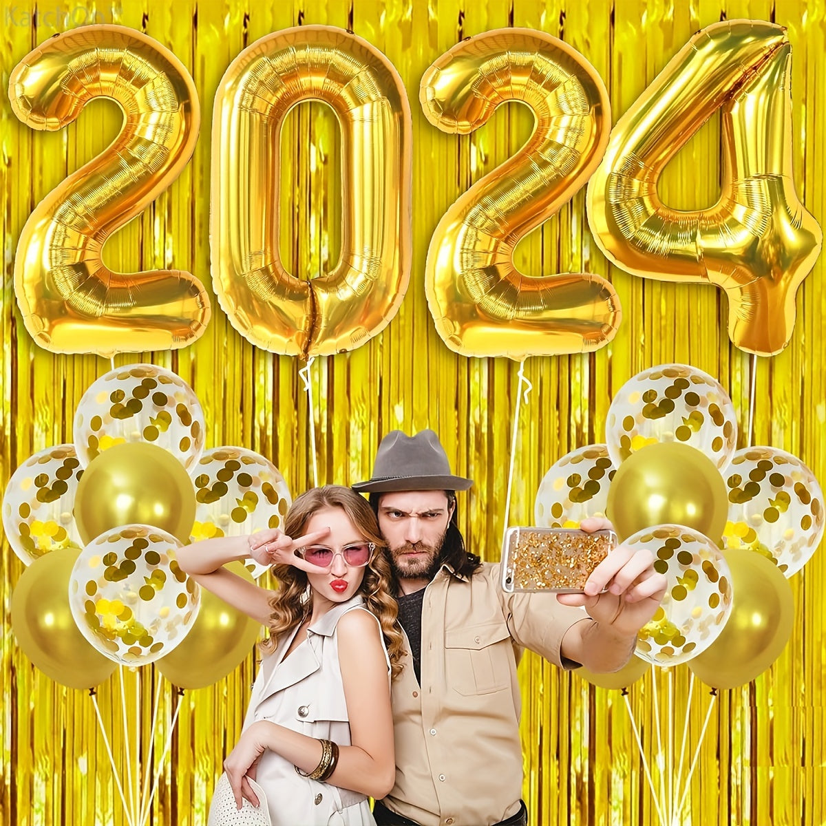 20pcs Golden Year Theme Party Balloon Decoration Set