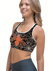  Spider Web Print Crop Tank Top