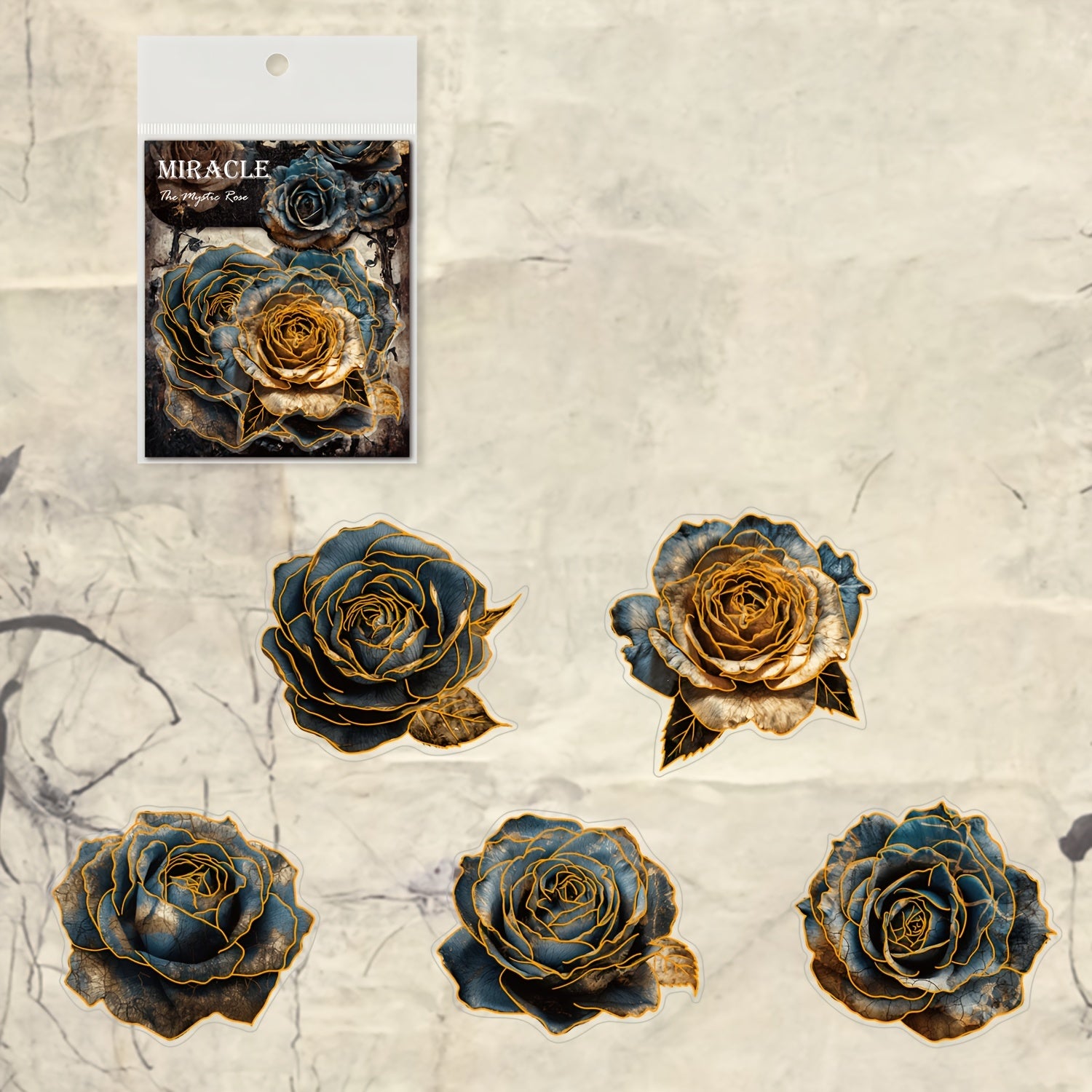 10Sheets Mysterious Rose Retro Floral Bronzing Journal Sticker