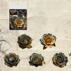 10Sheets Mysterious Rose Retro Floral Bronzing Journal Sticker