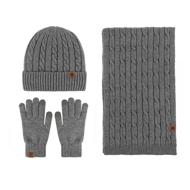 Alpaca Fleece Knitted Hat Scarf Gloves Set for Men Women