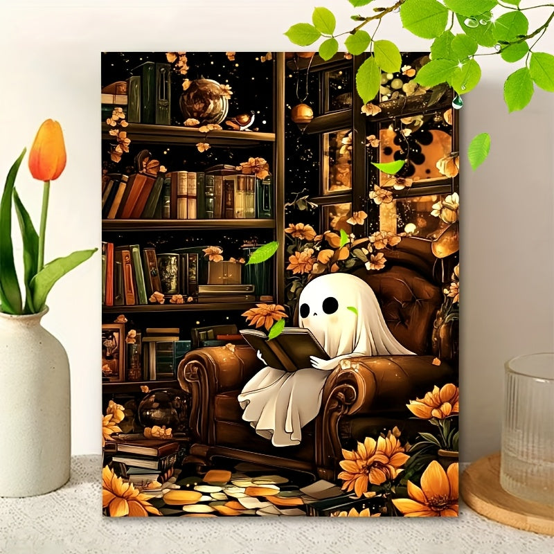 DIY Digital Painting Kit Library Scene Ghost Reading Autumn Canvas Home Decor
