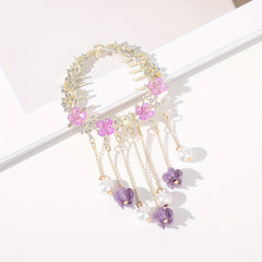 Tassel & Flower Hair Claw Rhinestone Hair Clip