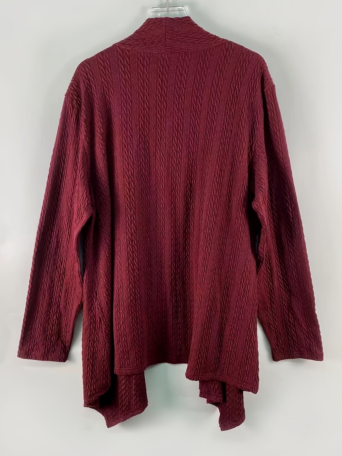 Women's Plus Solid Cable Long Sleeve Open Front Cardigan