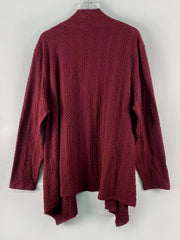 Women's Plus Solid Cable Long Sleeve Open Front Cardigan