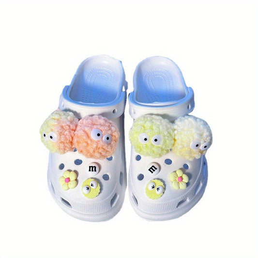 Pom poms Cartoon Shoe Charms For Clogs Garden Shoes DIY Accessories