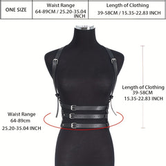 3 Layer Chest Harness PU Leather Gothic Body Harness