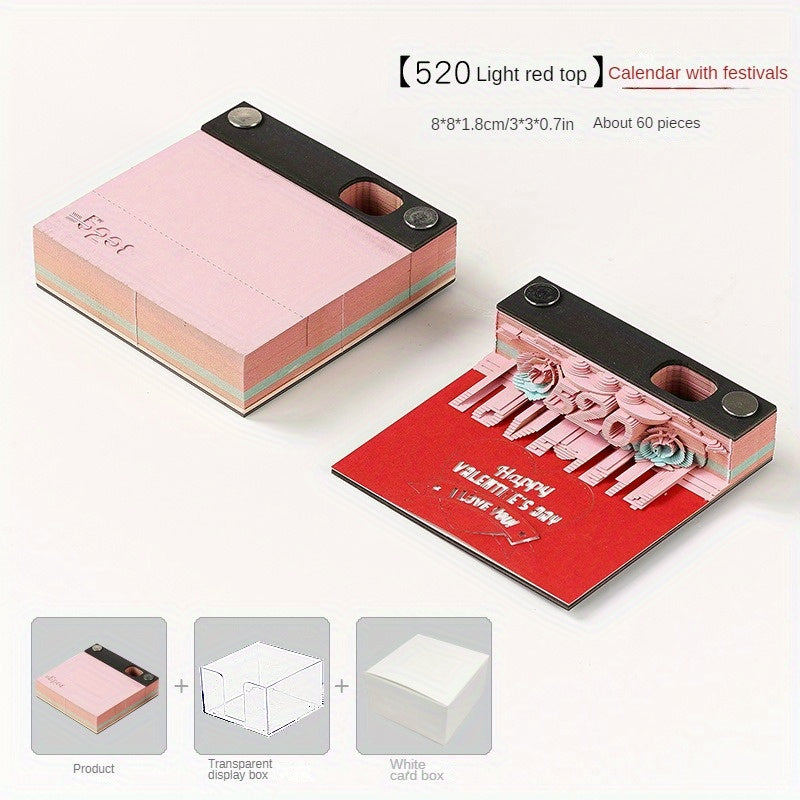 3D Paper Note Sticky Note Paper Carving Office Decoration Creative Gift