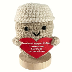 8 Inch Mini Coffee Cup Crochet Doll Toy Positive Decoration