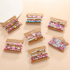 Colorful Soft Pottery Beaded Bracelet Stretch Stacking Bracelets For Girls