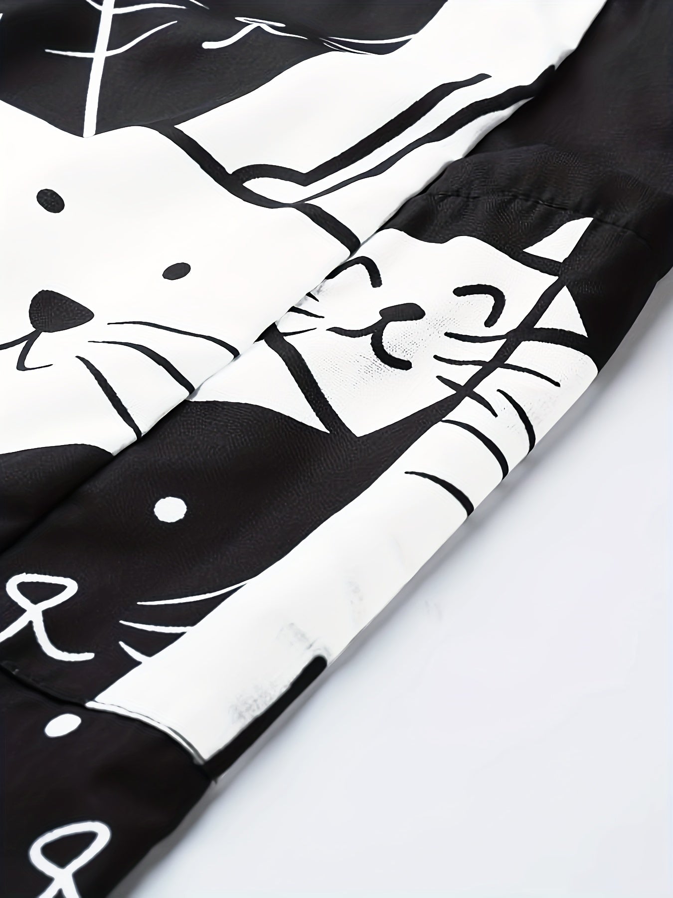  Cartoon Cat Print Wide Leg Pants