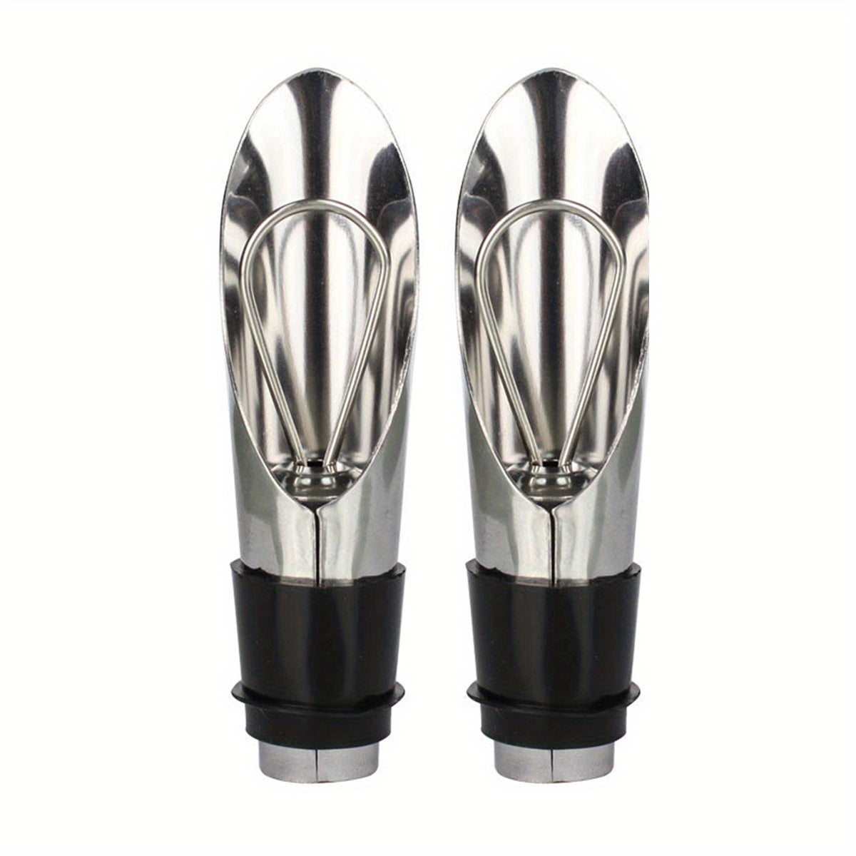 2pcs Wine Pourer And Stopper Set Stainless Steel Wine Aerator Pourer