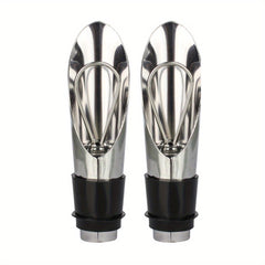 2pcs Wine Pourer And Stopper Set Stainless Steel Wine Aerator Pourer