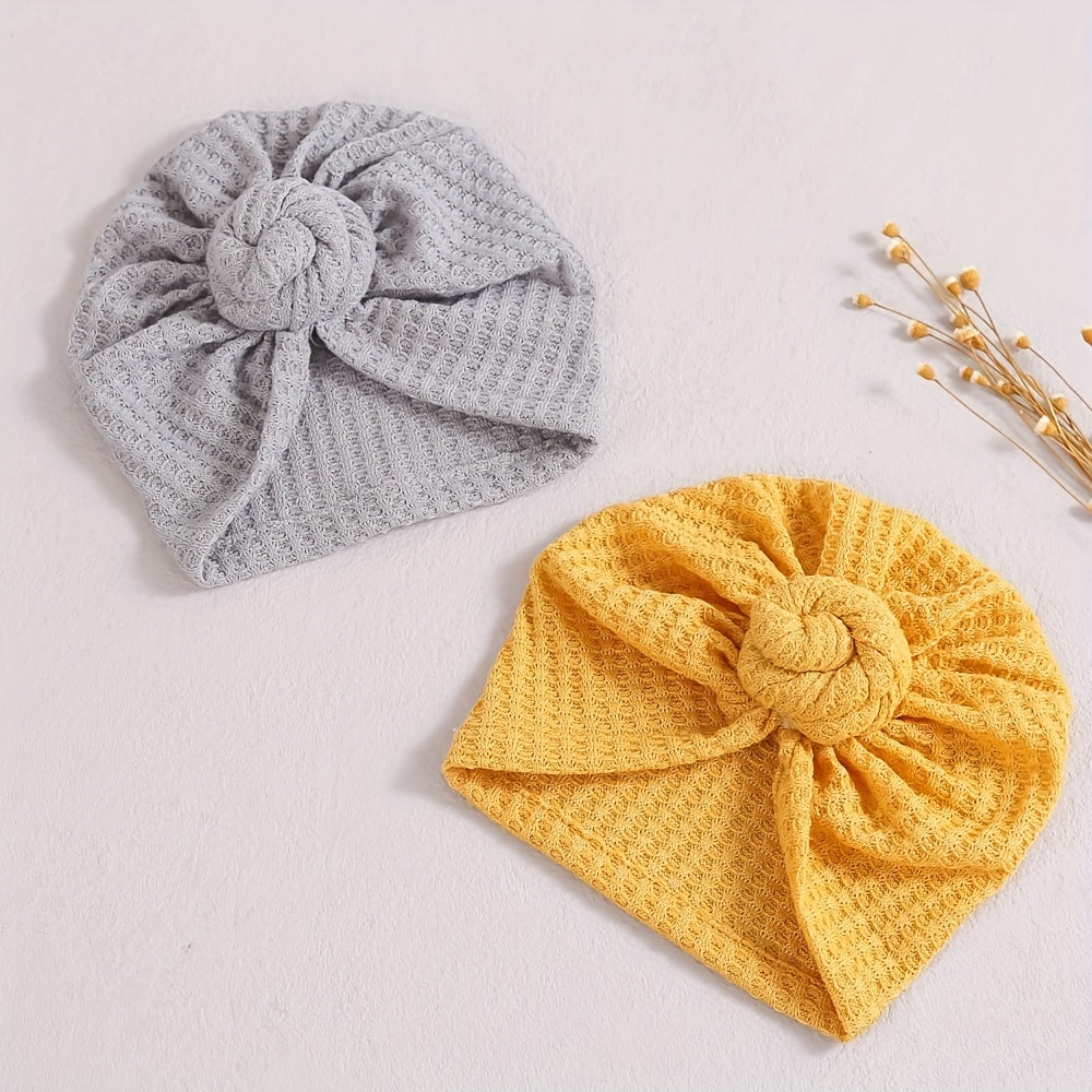 3pcs Knitted Waffle Baby Pullover Hat With Rose Circle Fetal