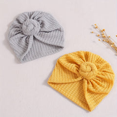 3pcs Knitted Waffle Baby Pullover Hat With Rose Circle Fetal
