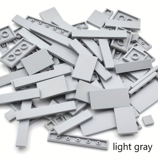 100pcs ABS Plastic Building Blocks Set Flat Tiles DIY Construction Toy Kit