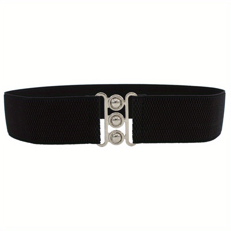 Geometric Buckle Girdle Elastic Wide Waistband for Women