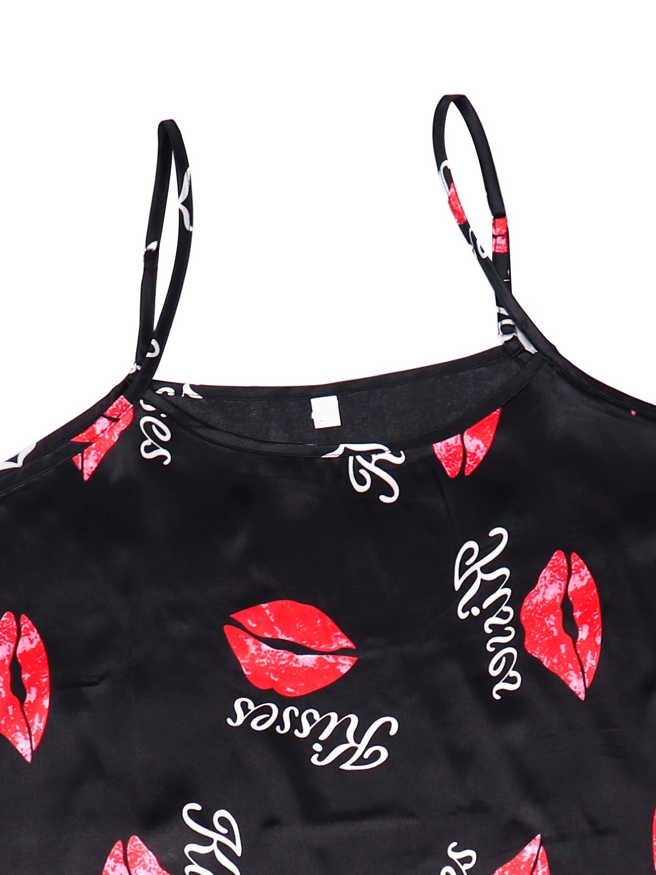  Lip Print Satin Cami PJ Top